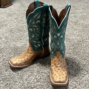 Arait Womens Sz6 Light Brown Full Quill Ostrich Boot